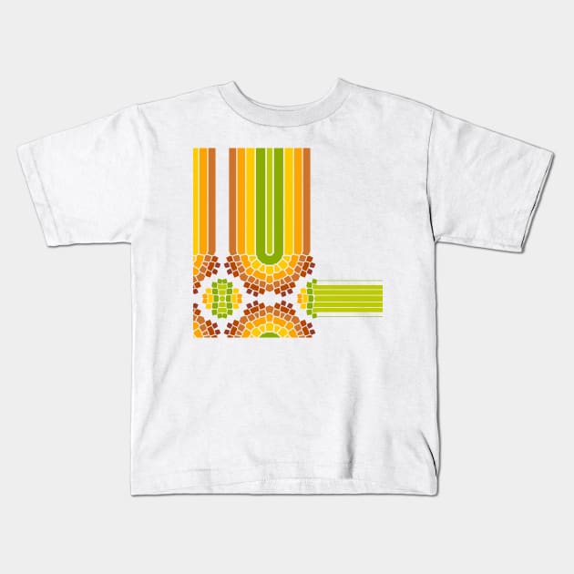 Natural Stained Glass Digital Kids T-Shirt by justrachna